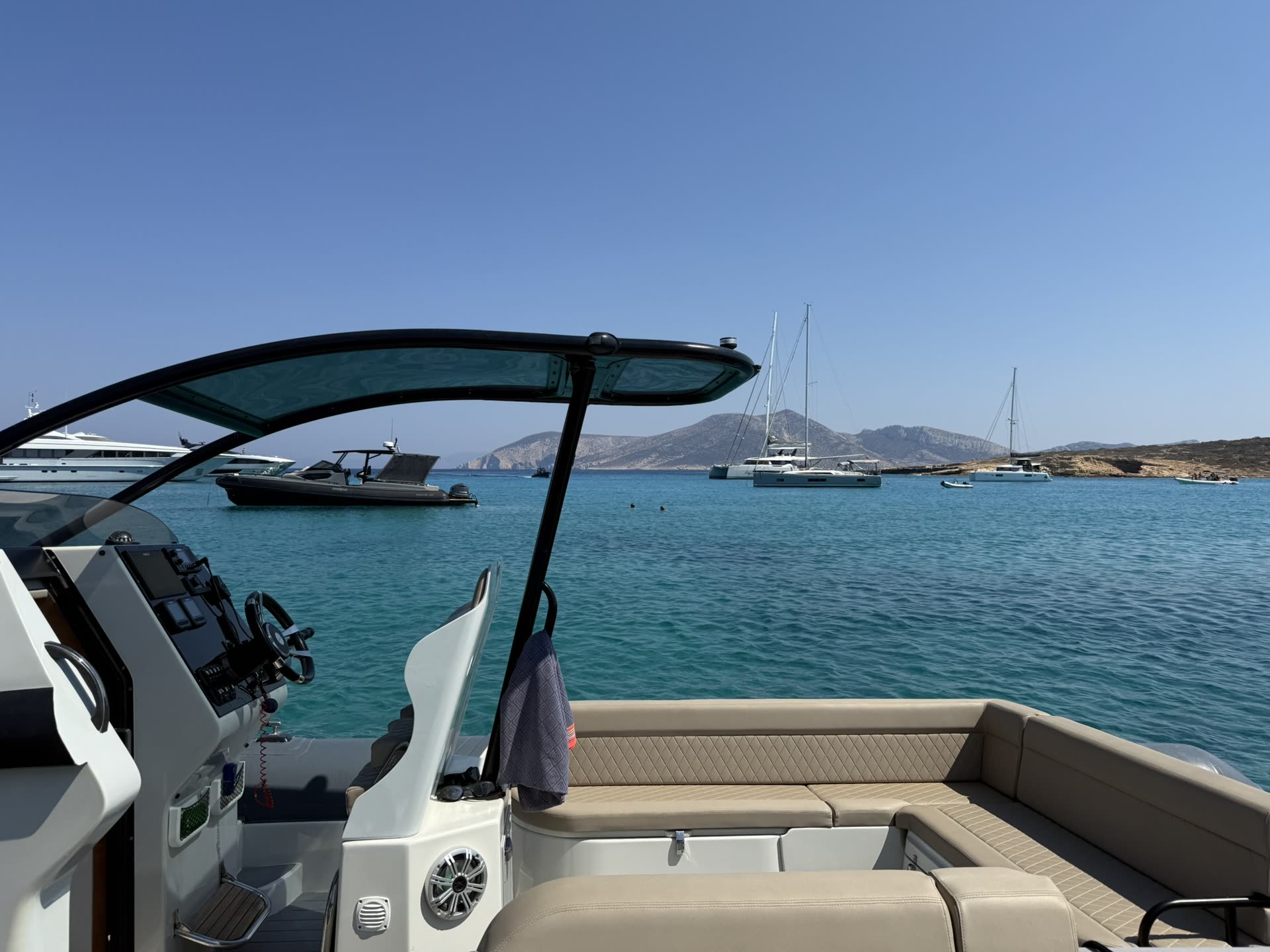 Comfortable seating on private boat
