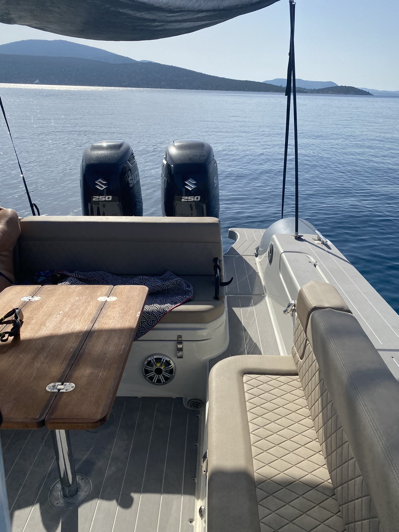 Comfortable seating on private boat